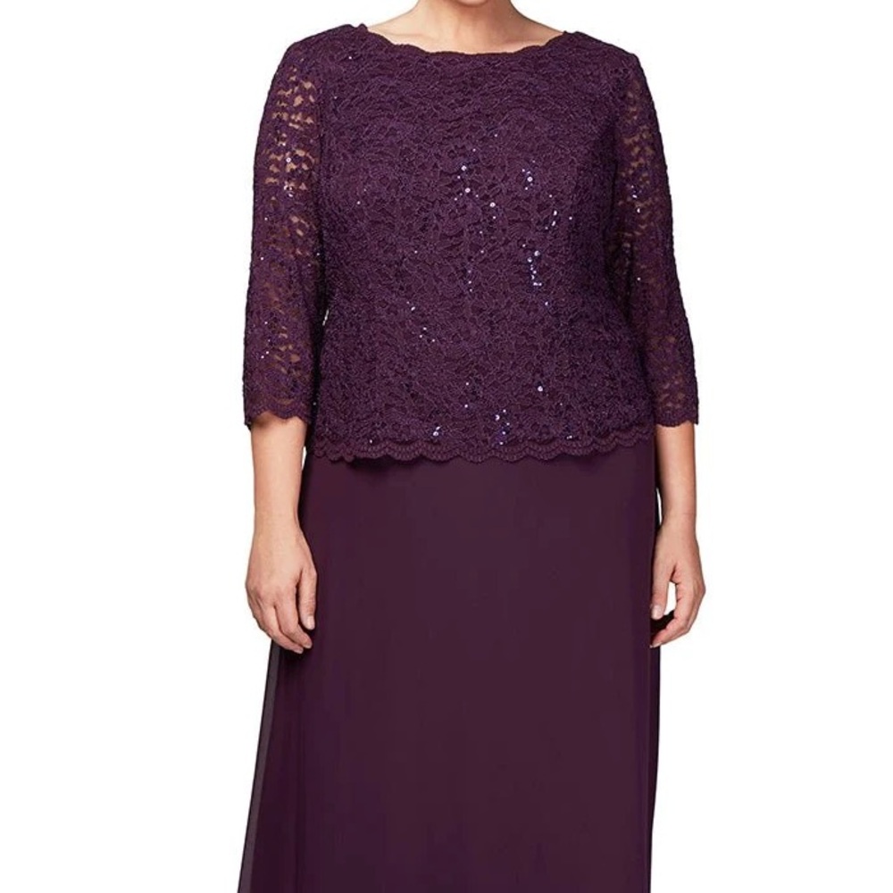 Deep Plum Alex Evenings long dress. Mother of bride or groom. Size 16W or 18W